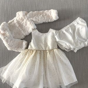 3 piece ivory and gold princess dress